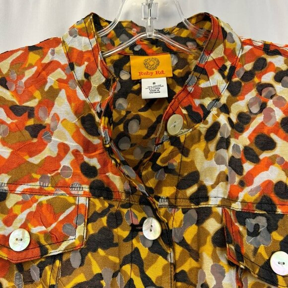 Ruby Rd Womens Shirt Jacket Multicolor Buttons Front Pockets Roll Tab Sleeve 8 - Picture 6 of 10